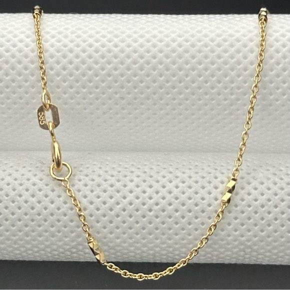 22” 1mm. Solid 14K Gold Women Elegant Forzentina Cylinder Chain Necklace